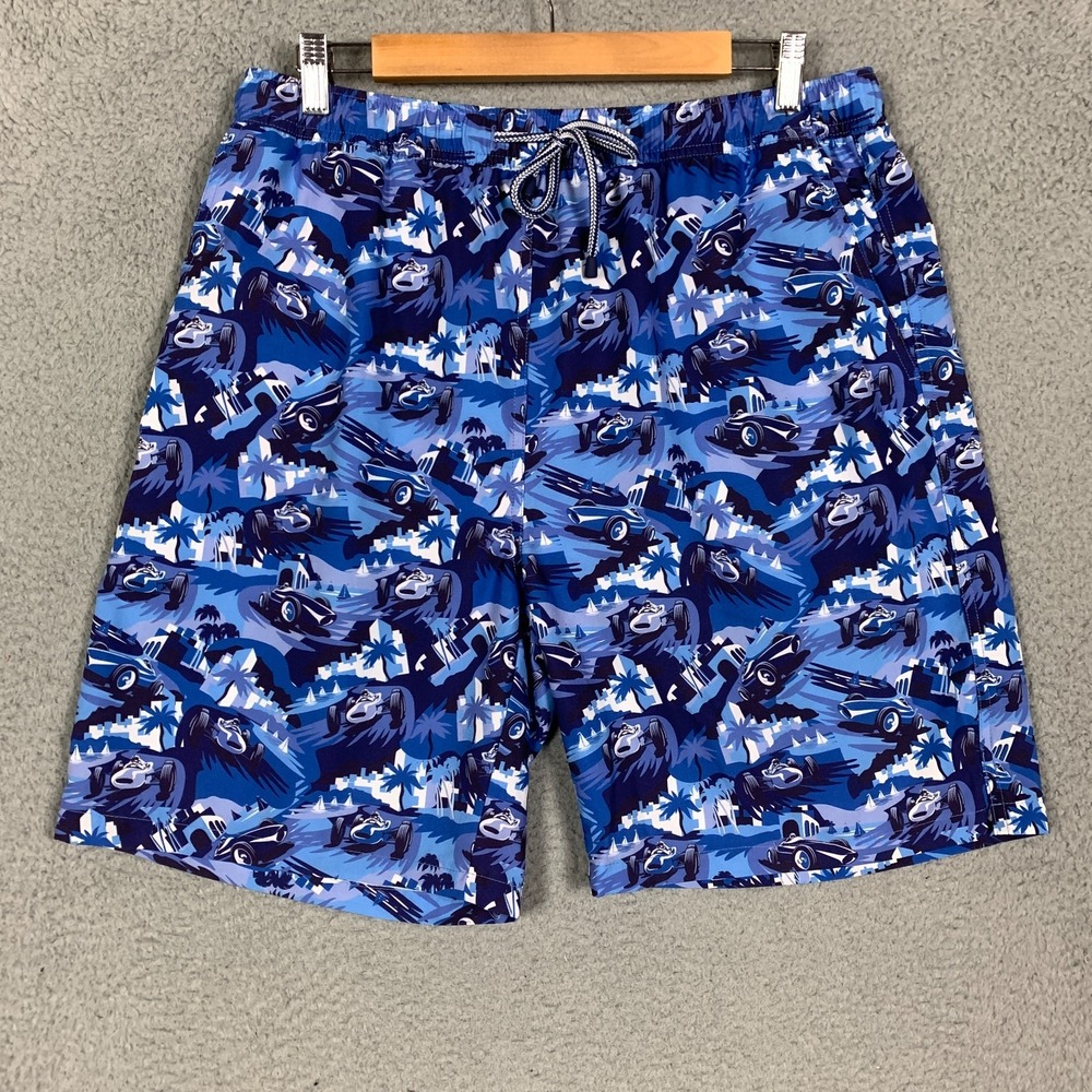 Peter Millar Monaco Madness Shorts Men's Large Atlantic‎ Blue Seaside Swim Trunk